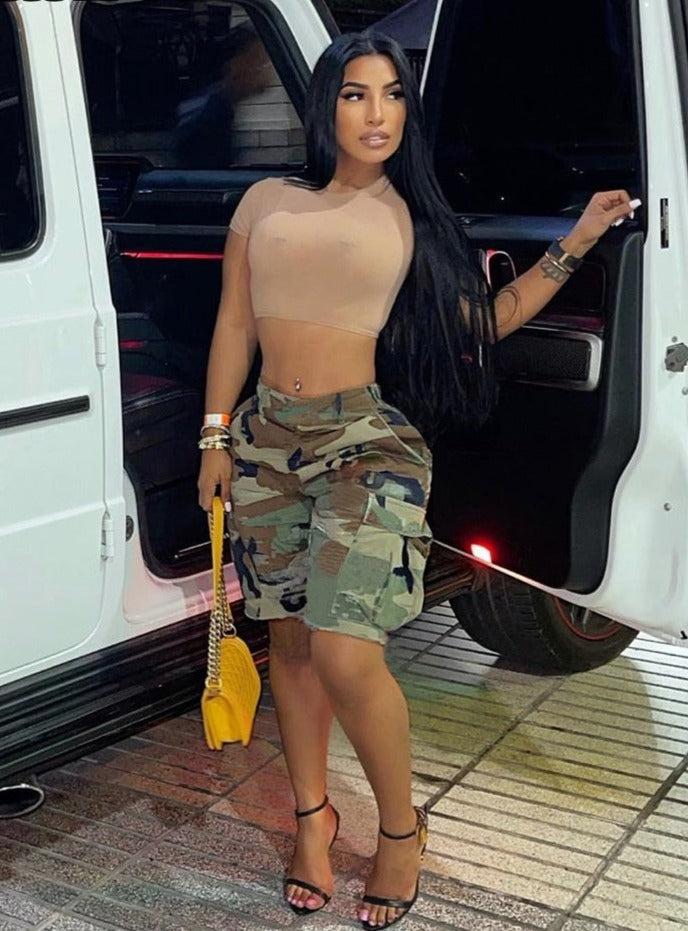 XIKTOP Sexy Camouflage Pants Women Summer Fashion Pockets Cargo Pants Casual Hipster